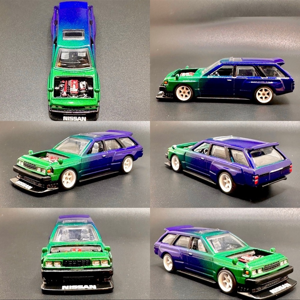 Custom Painted Hot Wheels Nissan Maxima Drift Car w/ Real Riders In Acrylic Case